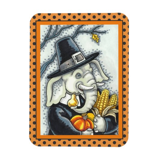 ERNTEDANK PACHYDERM, DANKFÄLTIGER PILGRIM-ELEPHANT MAGNET (Vertikal)