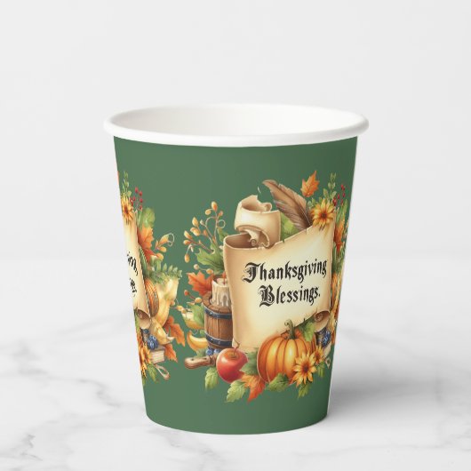 Erntedank-Papiergruppen löschen Pappbecher (Rückseite)