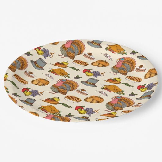 Erntedank-Papierplatte Pappteller (Schrägansicht)