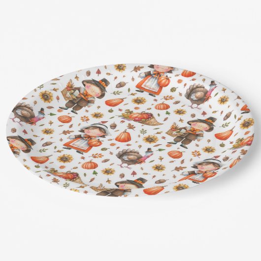 Erntedank-Papierplatte Pappteller (Schrägansicht)