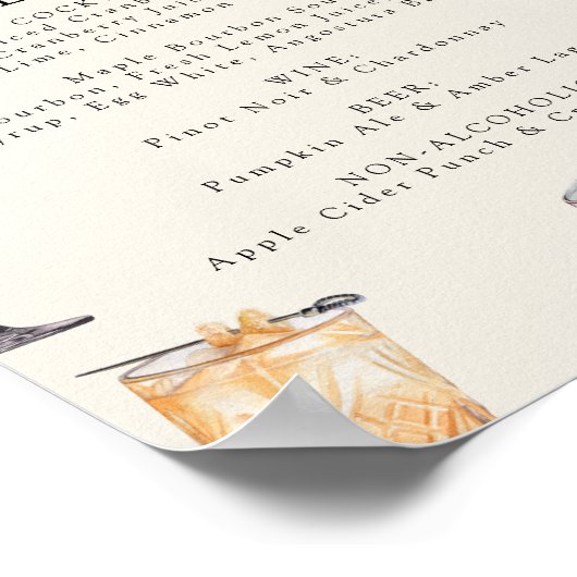 Erntedank Party Bar-Menü Poster (Ecke)