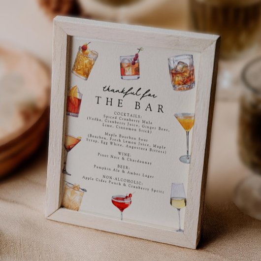 Erntedank Party Bar-Menü Poster