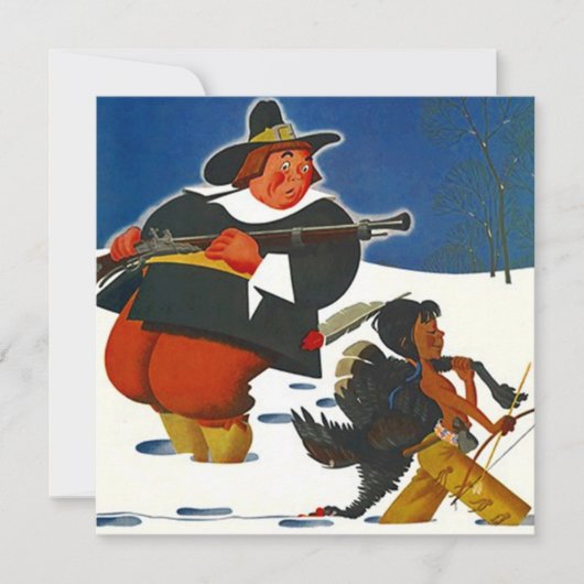 Erntedank Party Dinner Einladung Pilgrim & Junge (Vorderseite)