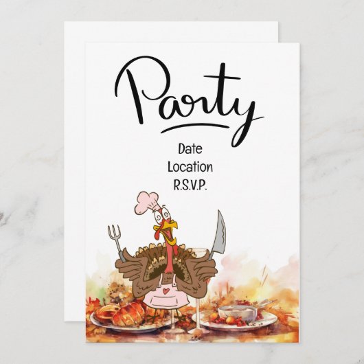 Erntedank Party Einladung (Vorne/Hinten)