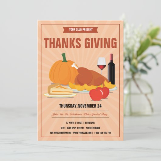 Erntedank Party Einladung Flyer (Stehend Vorderseite)