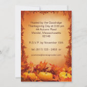 Erntedank-Party Einladung. Laub und Kürbis Einladung (Rückseite)