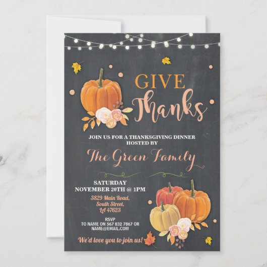 Erntedank Party Fall Rustikale Lichter Abendessen Einladung (Vorderseite)