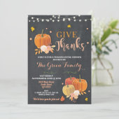 Erntedank Party Fall Rustikale Lichter Abendessen Einladung (Stehend Vorderseite)