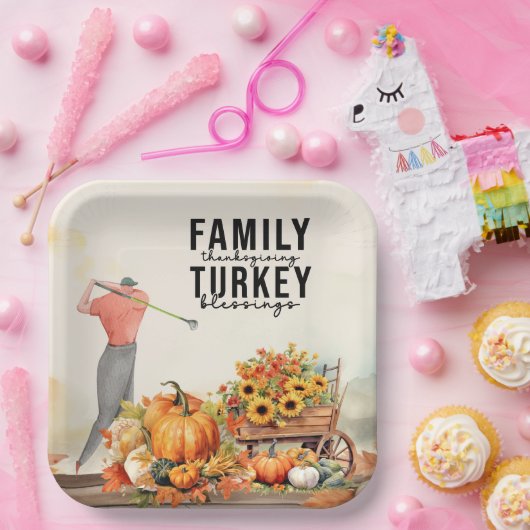 Erntedank Party für Golfer Pappteller (Party)