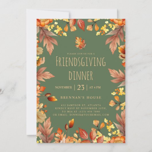 Erntedank Party Rustikal Freundliches Abendessen Einladung (Vorderseite)