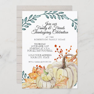 Erntedank Party Rustikales Fallende im Wald Pumpki Einladung