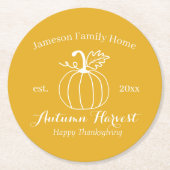Erntedank-Party von Autumn Harvest Pumpkin Runder Pappuntersetzer (Vorderseite)