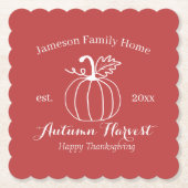 Erntedank-Party von Autumn Harvest Pumpkin Untersetzer (Vorderseite)