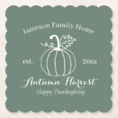 Erntedank-Party von Autumn Harvest Pumpkin Untersetzer (Vorderseite)