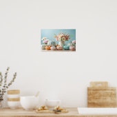 Erntedank Pastel Pumpkins und Blumenarrangements Poster (Küche)
