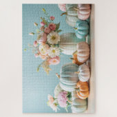 Erntedank Pastel Pumpkins und Blumenarrangements Puzzle (Vertikal)