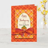 Erntedank Pastor N Familie Orange Plaide und Bow Karte (Gelbe Blume)