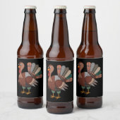 Erntedank Patchwork Quilted Turkey Fall Bierflaschenetikett (Flaschen)