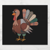 Erntedank Patchwork Quilted Turkey Fall Bierflaschenetikett (Einzelnes Label)
