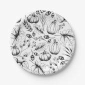 Erntedank Pattern Fall Harvest Pumpkin Pappteller (Vorderseite)