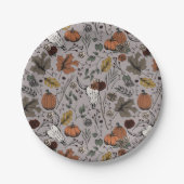 Erntedank Pattern Kuh Skull Fall Harvest Pappteller (Vorderseite)