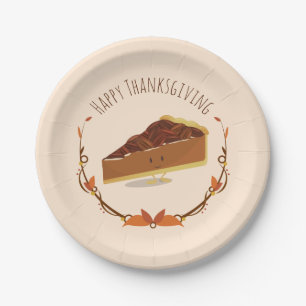 Erntedank Pecan Pie Slice Tan Brown Pappteller