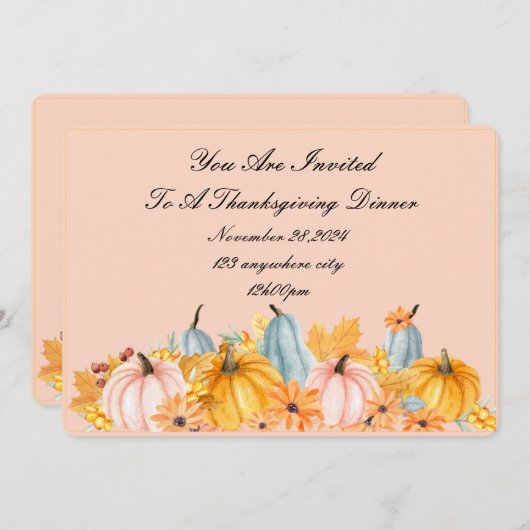 ERNTEDANK PERFEKTE FALL INVITATION SAVE THE DATE (Vorne/Hinten)