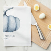 Erntedank Personalisierter Kürbis Wasserfarbe Geschirrtuch (Viertel Falte)