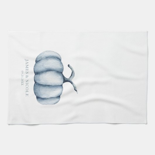 Erntedank Personalisierter Kürbis Wasserfarbe Geschirrtuch (Horizontal)