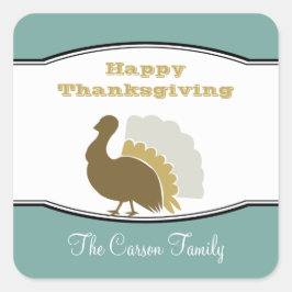 Erntedank pflückt blaubraunes Putentag Quadratischer Aufkleber