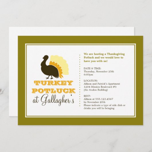 Erntedank pflückt Orangenpüree Einladung (Vorne/Hinten)