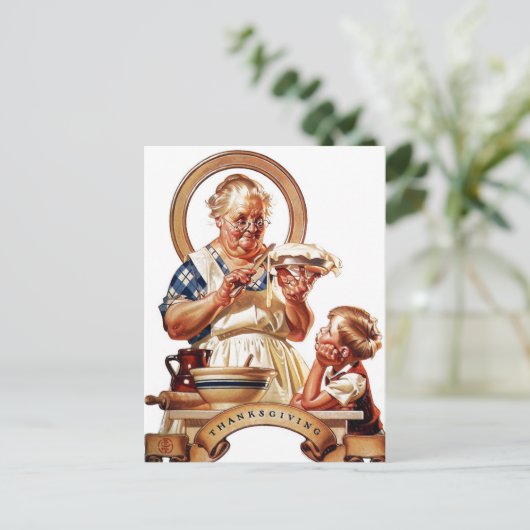 Erntedank Pie Making Feiertagspostkarte (Stehend Vorderseite)