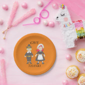 Erntedank Pilgrim Boy and Girl Pappteller (Party)