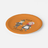 Erntedank Pilgrim Boy and Girl Pappteller (Schrägansicht)