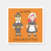 Erntedank Pilgrim Boy and Girl Serviette (Vorderseite)