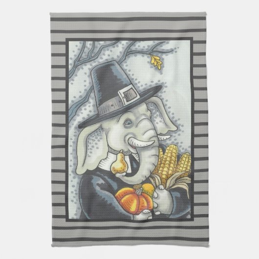 ERNTEDANK PILGRIM ELEPHANT, KÜCHENSTADT GESCHIRRTUCH (Vertikal)