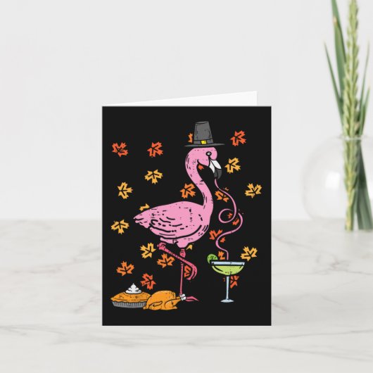 Erntedank Pilgrim Flamingo Herbst Männer Frauen Karte (Vorderseite)