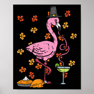 Erntedank Pilgrim Flamingo Herbst Männer Frauen Poster