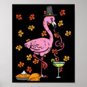 Erntedank Pilgrim Flamingo Herbst Männer Frauen Poster (Vorne)