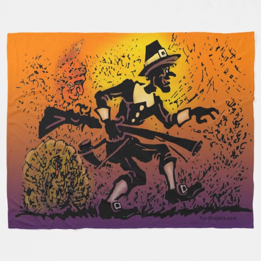 Erntedank Pilgrim Fleecedecke (Vorderseite (Horizontal))