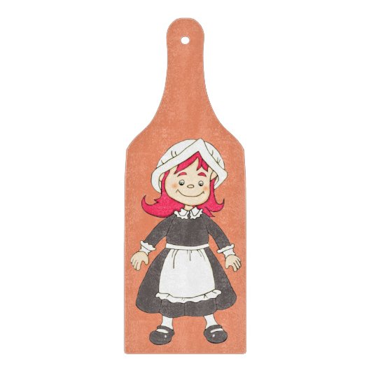 Erntedank Pilgrim Girl Schneidebrett (Vorderseite)