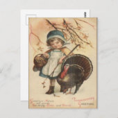 Erntedank - Pilgrim Girl & Turkey 1910 Postkarte (Vorne/Hinten)