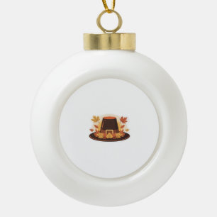 Erntedank Pilgrim Hat - Herbsternte Design C Keramik Kugel-Ornament