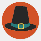 Erntedank Pilgrim Hat Runder Aufkleber (Vorderseite)