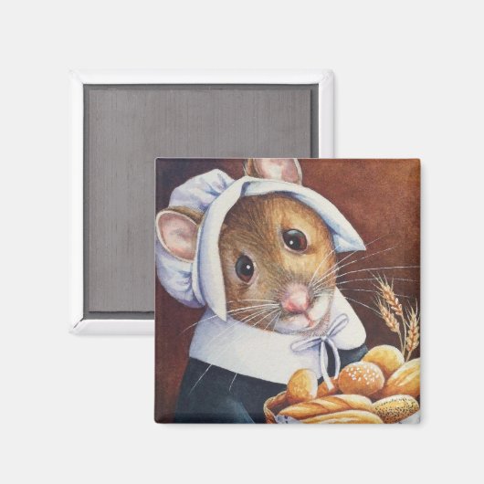 Erntedank Pilgrim Mouse Brotsaal Art Magnet (Vorderseite/Rückseite)