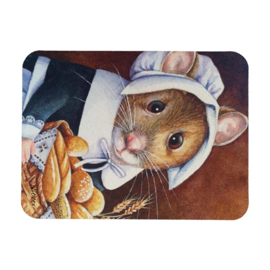 Erntedank Pilgrim Mouse Brotsaal Art Magnet (Horizontal)