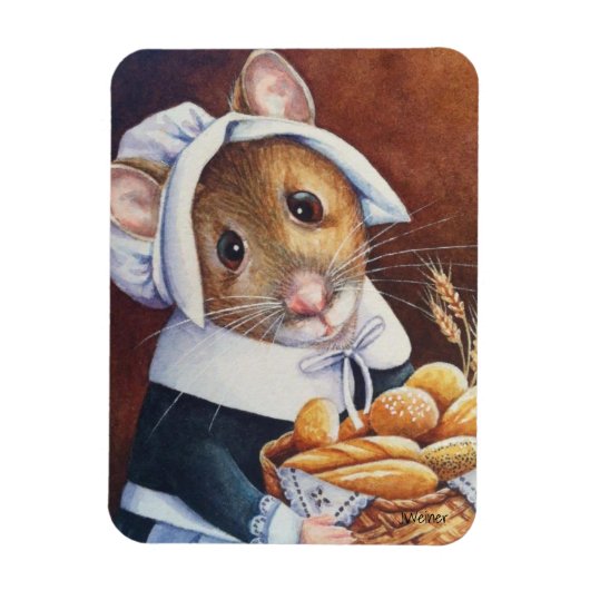 Erntedank Pilgrim Mouse Brotsaal Art Magnet (Vertikal)