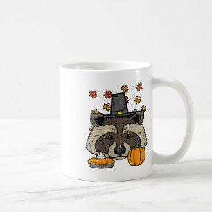 Erntedank Pilgrim Raccoon Niedlich Herbst Männer Kaffeetasse
