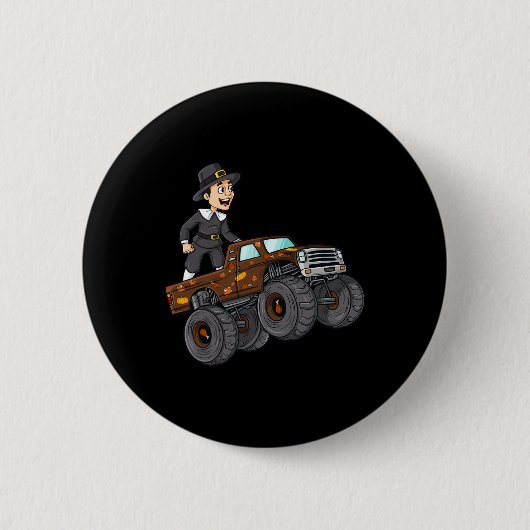 Erntedank Pilgrim Reitmonster Lkw Kleinkinder Button (Vorderseite)