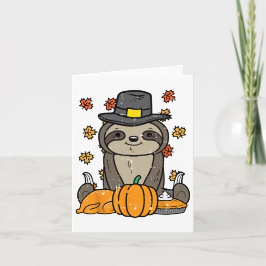 Erntedank Pilgrim Sloth Niedlich Herbst Herbst Män Karte (Vorderseite)